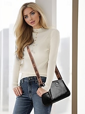 cheap Crossbody Bags-Women&#039;s Vintage Faux Leather Crossbody Shoulder Bag – Elegant and Compact Design with Adjustable Strap, Perfect for Daily Use, Travel, and Casual Outings Black White Brown