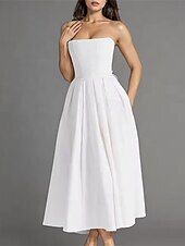 cheap Little White Dresses-Little White Dresses Boho Wedding Dresses A-Line Sweetheart Sleeveless Tea Length Jersey Bridal Suits Bridal Gowns With Pleats Solid Color
