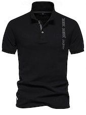 abordables Polo Élite para Hombres-Hombre polo de punto polo de negocios Formal Trabajo Cuello Vuelto Manga Corta Geométrico Botones Verano Negro Blanco Azul Piscina Gris polo de punto