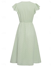 economico Abiti in pizzo bianco-Per donna Vestito longuette Vestito bianco Abito casual Abito linea A Moda Essenziale Informale Da mare Giornaliero Standard Liscio Senza maniche A V Bianco Verde Estate Primavera