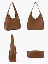 cheap Handbag &amp; Totes-Women&#039;s Faux Leather Hobo Shoulder Bag – Minimalist Casual Design for Daily Use and Work Color Black White Brown