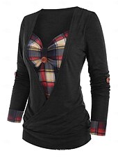 cheap Tunic Tops-Women&#039;s Normal Tunic Fashion Casual Long Sleeve Asymmetric Neck Regular Tops Daily Buttons Black Spring Autumn / Fall