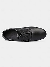 baratos Sapatos de Dança para Homem-sapatos de dança de salão masculinos pretos com cadarço - design de couro confortável para apresentações profissionais e eventos formais