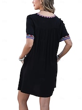 ieftine Rochii Boho-Ziua Îndrăgostiților Pentru femei Normal Rochie Mini Rochii Boho Chic Rochie A line Rochie Boho Boemia Stilat Clasic Cu Mâneci La Cot Vacanță Petrecere Zilnic Potrivire Formă Geometric Simplu Manșon
