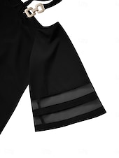 preiswerte Damen Einfache Oberteile-Damen Hemd Bluse Glatt Stilvoll Brautkleider schlicht 3/4 Ärmel kalte Schulter Normale Oberteile Täglich Patchwork Schwarz Blau Sommer Frühling