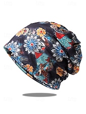 baratos Chapéus Femininos-gorro feminino com estampa floral – leve, macio e respirável para uso casual e atividades ao ar livre