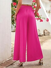 economico gamba larga e vita alta-Per donna Gamba larga Chinos Vacanza Moda Streetwear Lunghezza intera Vita Alta Semplice Tasca Fascia Elastica Comodo Morbido Confortevole Micro-elastico All&#039;aperto Streetwear Nero Fucsia Marrone