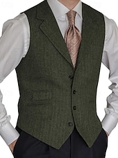 cheap Men&#039;s Vest-Men&#039;s Vest Gilet Vacation Business Daily Date Fashion Casual Spring &amp;  Fall Buttons Pocket Polyester Comfortable Plain Single Breasted One-button Lapel Regular Fit Black Red Burgundy Navy Blue Vest