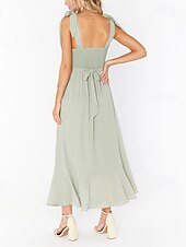 cheap White Graduation Dresses-Women&#039;s Long Dress Maxi Dress Graduation Dress A Line Dress Summer Dress Cami Dress Elegant Stylish Vacation Daily Date Regular Fit Plain Sleeveless Square Neck Black White Light Green Pink Summer
