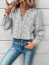 abordables Hauts de Travail pour Femmes-Femme Chemise Chemisier Léopard mode Décontractées manche longue Col cranté Hauts réguliers du quotidien Imprimer Blanche Rose Claire Eté Printemps