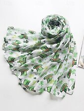 economico Sciarpe da donna-sciarpa trifoglio di San Patrizio per donna, leggera sciarpa con stampa trifoglio, accessorio verde festoso per feste, celebrazioni e uso quotidiano