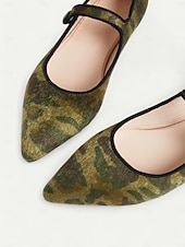ieftine Pantofi Joși de Damă-pantofi Mary Jane pentru damă cu imprimeu camuflat – material din păr de ponei artificial, pantofi cu vârf ascuțit, confortabili, cu talpă moale, ideali pentru ținute casual, activități în aer liber și stil de zi cu zi