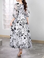 preiswerte Bodenlänge-A-Linien-Kleid, formelles, elegantes Vintage-Kleid für die Mutter der Braut, durchsichtiger Rundhalsausschnitt, knöchellang, Chiffon, halbe Ärmel mit Spitzenstickerei 2025