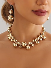 billiga Kvinnors halsband-guld statement halsband och örhängen set – djärva bubbeldesignsmycken för kvinnor, perfekta för fester, bröllop och speciella tillfällen