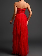 preiswerte ROT-Ballkleid Abendkleid Ausgeschnittenes Kleid Abendparty Fotoshooting Bodenlänge Ärmellos Trägerlos Spitze Rückenfrei mit Rüschen Schlitz
