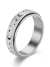 economico Gioielli da uomo-anello spinner da uomo con design a luna e stelle – regolabile, in acciaio inossidabile e che cambia colore, ideale per alleviare lo stress e per l&#039;abbigliamento casual