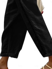 billige Straight-Leg Bukser-Dame Joggebukser kinesisk Mote Gatemote Ankel-lengde Høy Midje عادي Blonde Lomme Elastisk midje comfy Myk Bekvem Mikroelastisk utendørs Gate Svart Hvit Kakifarget Grå Sommer Normal