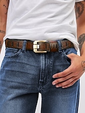 preiswerte Herrengürtel-Herrengürtel aus echtem Leder mit robuster Metallschnalle – klassischer Vintage-Stil für Freizeit und formelle Kleidung