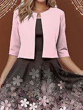 billige Blomsterkjole-Kvinnenes Maxi Kjole To Delers Kjole Sett Print Kjole Elegant Blomsterprint Halv Ermer Crew Neck Daglig Rosa Vår Høst Regulær Passform