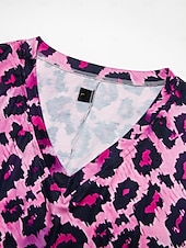 levne Šaty umění a designu-Dámské maxi šaty sundress shift šaty letní šaty streetwear sexy spadlý rukáv dovolená párty prázdniny regular fit leopardí krátký rukáv V výstřih růžové modré khaki léto jaro