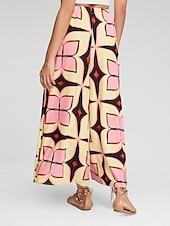  Per donna Pantaloni a Gamba Larga Maxi Micro-elastico Misura del girovita medio Bohemien Vacanza Vacanza Casa Casual Rosa pallido Primavera & Autunno Interstagionale S M L