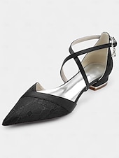 abordables Occasionnel-chaussures à talons bas en satin bleu marine avec brides croisées et superposition de dentelle pour événements formels et mariages pour femmes