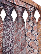 baratos Gravatas masculinas e gravatas borboleta-gravatas masculinas vintage com estampa floral e paisley – conjunto elegante de gravatas de seda para casamentos, eventos formais e roupas de escritório