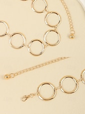 abordables Cinturón de mujer-Cinturón circular de cadena dorada para mujer: joyería de moda para ropa de playa, fiestas y conjuntos de verano