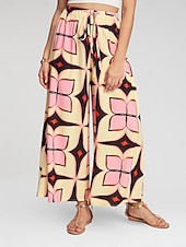  Per donna Pantaloni a Gamba Larga Maxi Micro-elastico Misura del girovita medio Bohemien Vacanza Vacanza Casa Casual Rosa pallido Primavera & Autunno Interstagionale S M L