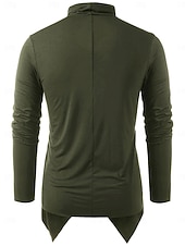 cheap Basic T shirts-men's retro knight solid heap collar long sleeve t-shirt casual loose asymmetrical punk pullover blouse tops army green