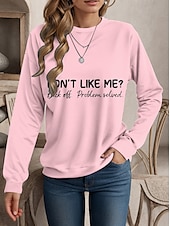 abordables Sweats à capuche-Femme Sweats à Capuche Lettre Décontractées manche longue Col Rond Hauts réguliers Travail Quotidien Casual Imprimer Rose Claire Automne Hiver