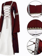  Retro Antiguo Medieval Renacimiento Hasta el Tobillo Vestidos irlandesa Vikingo forastero Tallas Grandes élfico Disfraz Mujer Disfraz de carnaval Celta Víspera de Todos los Santos Carnaval LARP Feria