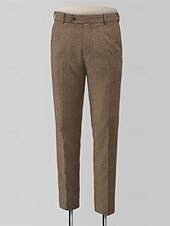preiswerte Schlank-Herren Abschlußfeier Anzughose Hose Chinos Knöpfe Tasche Einfach Komfort Formell Party Arbeit Mode Klassicher Stil Braun Mikroelastisch