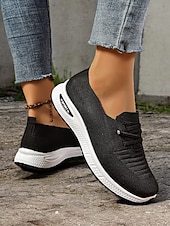 ieftine Adidași de Damă-adidași de damă gri din tricot cu talpă cu pernă de aer – pantofi ușori și respirabili pentru mers, călătorii și ținute casual