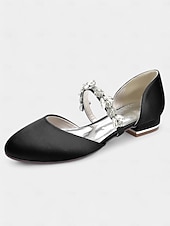 abordables Semi-formel-chaussures de mariage fermées en satin blanc avec bride à la cheville en strass - mariée pour occasions spéciales
