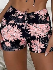 cheap Bikini Bottoms-Women&#039;s Swimwear Stretchy Boxer Shorts Swimsuit High Waist Vacation Beach Wear Floral Sleeveless Bathing Suits