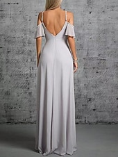 cheap Bridesmaid Dresses-A-Line Bridesmaid Dress V Neck / Sweetheart / Spaghetti Strap Short Sleeve Elegant Floor Length Chiffon / Spandex with Ruffles / Draping / Ruching