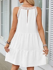 olcso Sundresses-Női Mini ruha Fehér ruha hétköznapi ruha Ujjatlan ruha Stílusos Alap Alkalmi Vakáció Napi Normál Sima Ujjatlan Terített nyak Fehér Fukszia Nyár
