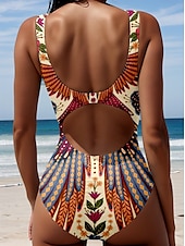 abordables Bañadores de una pieza-Bañadores de mujer bañador de una sola pieza ropa de playa de verano bañadores gráficos de paisley y sin mangas