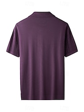 cheap Men&#039;s Elite Polo-Men&#039;s Business Casual Button Classic Short Sleeve Vintage Fashion Solid Color Hollow Out Buttons All Seasons Black White Purple Brown
