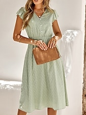 economico Abiti in pizzo bianco-Per donna Vestito longuette Vestito bianco Abito casual Abito linea A Moda Essenziale Informale Da mare Giornaliero Standard Liscio Senza maniche A V Bianco Verde Estate Primavera