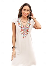 economico Abiti boho-San Valentino Per donna Normale Mini abito Abiti Boho Chic Abito linea A Abito boho Boemia Moda Classico Ad aletta Freddezza Da mare Feste Giornaliero Adattabile Fantasia geometrica Liscio Senza