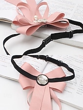 baratos Lenços Femininos-gravata borboleta elegante bordô com pingente de joia – acessório feminino estilo vitoriano para eventos formais, casamentos e cosplay