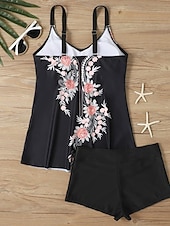 billiga Tankinis-Dam Badkläder Tankini 2 st Pojkeben Baddräkt Öppen rygg Hög midja Semester Standkläder Paisley V-hals Ärmlös Baddräkter