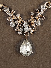billige Hårtilbehør for kvinner-glitrende diamant tiara krone og halskjede sett – gullbelagte brudesmykker med øredobber, perfekt for bryllup, konkurranser og spesielle anledninger