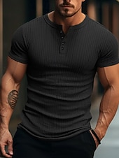  Per uomo Maglia Henley Canotta Muscolare Maglietta a Maglia a Coste Maglietta Maniche Corte Semplice Moda Designer Essenziale Henley Vacanza Streetwear Uscire Estate Verde scuro Maglietta Henley