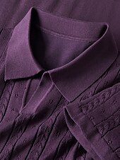 cheap Men&#039;s Elite Polo-Men&#039;s Business Casual Button Classic Short Sleeve Vintage Fashion Solid Color Hollow Out Buttons All Seasons Black White Purple Brown