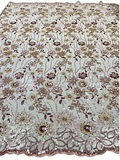 levne Koktejlové šaty-Růžové květinové A-line koktejlové šaty elegantní šaty formální svatební host kotníková délka krátký rukáv mimo rameno s rozparkem výšivka šaty