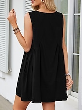 ieftine Rochii de soare-Pentru femei Rochie Mini Rochie casual Rochie Tip Maieu Stilat De Bază Casual Vacanță Zilnic Fit regulat Simplu Fără manșon În V Negru Albastru piscină Vară Primăvară