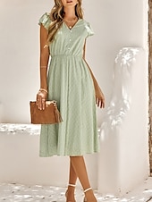 economico Abiti in pizzo bianco-Per donna Vestito longuette Vestito bianco Abito casual Abito linea A Moda Essenziale Informale Da mare Giornaliero Standard Liscio Senza maniche A V Bianco Verde Estate Primavera